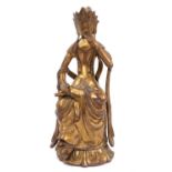 19th century heavy gilt bronze figure of a Buddha, possibly Japanese Korean