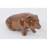 A Victorian salt-glazed stoneware money box in the form of a pig, 16cm long