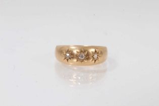 Edwardian 18ct gold diamond three stone gypsy ring