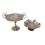 Silver comport with swirl handles and a silver bon bon dish with pierced decoration (2)