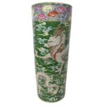 Early 20th century Chinese porcelain stick stand depicting a Dragon amongst clouds, with character m