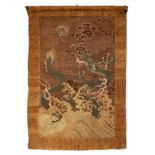 19th century Japanese embroidered wall hanging with metallic threads, Meiji period