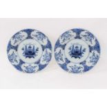 Pair of 18th century blue and white delft plates