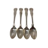 Four Georgian and later silver Kings pattern with diamond heel teaspoons