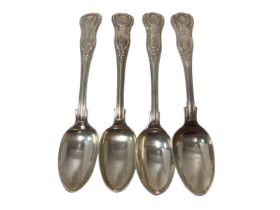 Four Georgian and later silver Kings pattern with diamond heel teaspoons