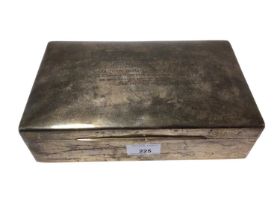 Edwardian silver cigar box with later engraved inscription
