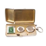 Edwardian silver combination sovereign holder, stamp case and pencil