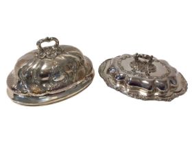 Sheffield plated dome and entrée dish (2)