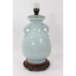 Chinese celadon glazed vase converted to a table lamp