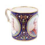 A Sèvres mug finely painted with named portraits