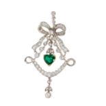 Edwardian style emerald and diamond pendant