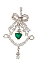 Edwardian style emerald and diamond pendant