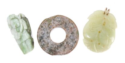 Three Chinese jade and hardstone ornaments