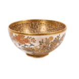 Fine quality Meiji period Satsuma pottery bowl decorated with a 'thousand butterflies', signed.