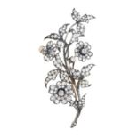 Victorian diamond floral spray brooch with en tremblant flowers
