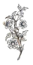 Victorian diamond floral spray brooch with en tremblant flowers