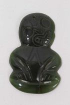 Māori green hardstone tiki pendant