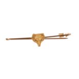 Late Victorian gold fox mask bar brooch