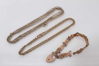 9ct gold gate bracelet and a 9ct gold chain