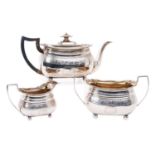 A fine quality George III silver three-piece tea set, London 1810 (Charles Chesterman),