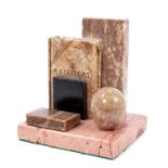 19th century Grand Tour specimen marble desk stand or paperweight, modelled as a pile of books, with