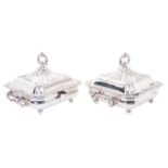 Pair of silver plated vegetable dishes and covers