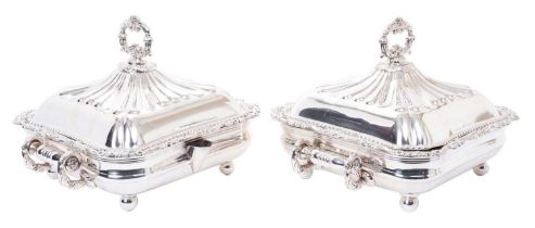 Pair of silver plated vegetable dishes and covers