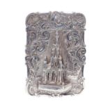 A Victorian silver 'castle-top' card case, the Sir Walter Scott memorial