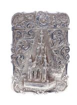 A Victorian silver 'castle-top' card case, the Sir Walter Scott memorial