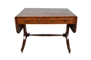 Regency mahogany and tulipwood crossbanded sofa table