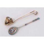 Russian cloisonné spoon and a similar infuser