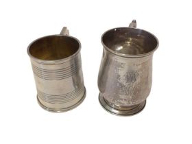 George III silver christening mug of baluster form with engraved initials and date 1836