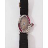Art Deco diamond and ruby cocktail watch