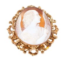 19th century carved shell cameo brooch