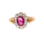Late Victorian ruby and diamond cluster ring