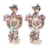 A pair of Chelsea vases, emblematic of Air, circa 1758-60