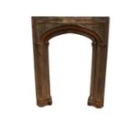19th century gothic cast iron fire surround, typical arched cluster column form,