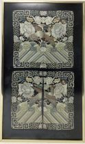 Pair of 19th century Chinese Mandarin rank silkwork panels