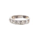 Diamond seven stone half hoop eternity ring with seven old cut diamonds estimated to weigh approxima