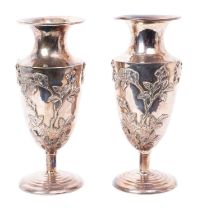 Pair of late 19th/early 20th century Chinese silver vases