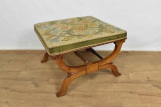 William IV rosewood tapestry upholstered X-frame stool
