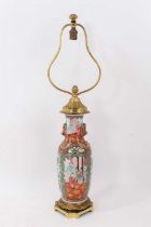 Chinese ormolu mounted table lamp