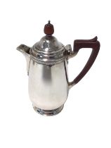 1930s silver hot water jug of baluster form with sparrow beak spout