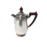 1930s silver hot water jug of baluster form with sparrow beak spout