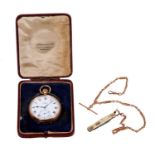 Benson 9ct gold pocket watch and chain