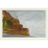 *Peter Godfrey Coker (1926-2004) watercolour - Cliffs at Quiberville, initialled, 17cm x 27cm, in gl