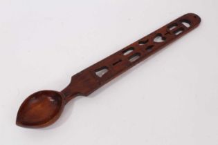 Welsh carved love spoon, engraved with initials and dated 1804 but probably later