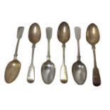 Set of six late Victorian fiddle pattern dessert spoons