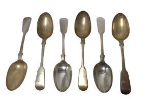 Set of six late Victorian fiddle pattern dessert spoons