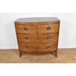 Regency mahogany bowfront chest of drawers of small size